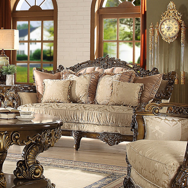 HD-1609 Metallic Antique Gold/Perfect Brown Loveseat