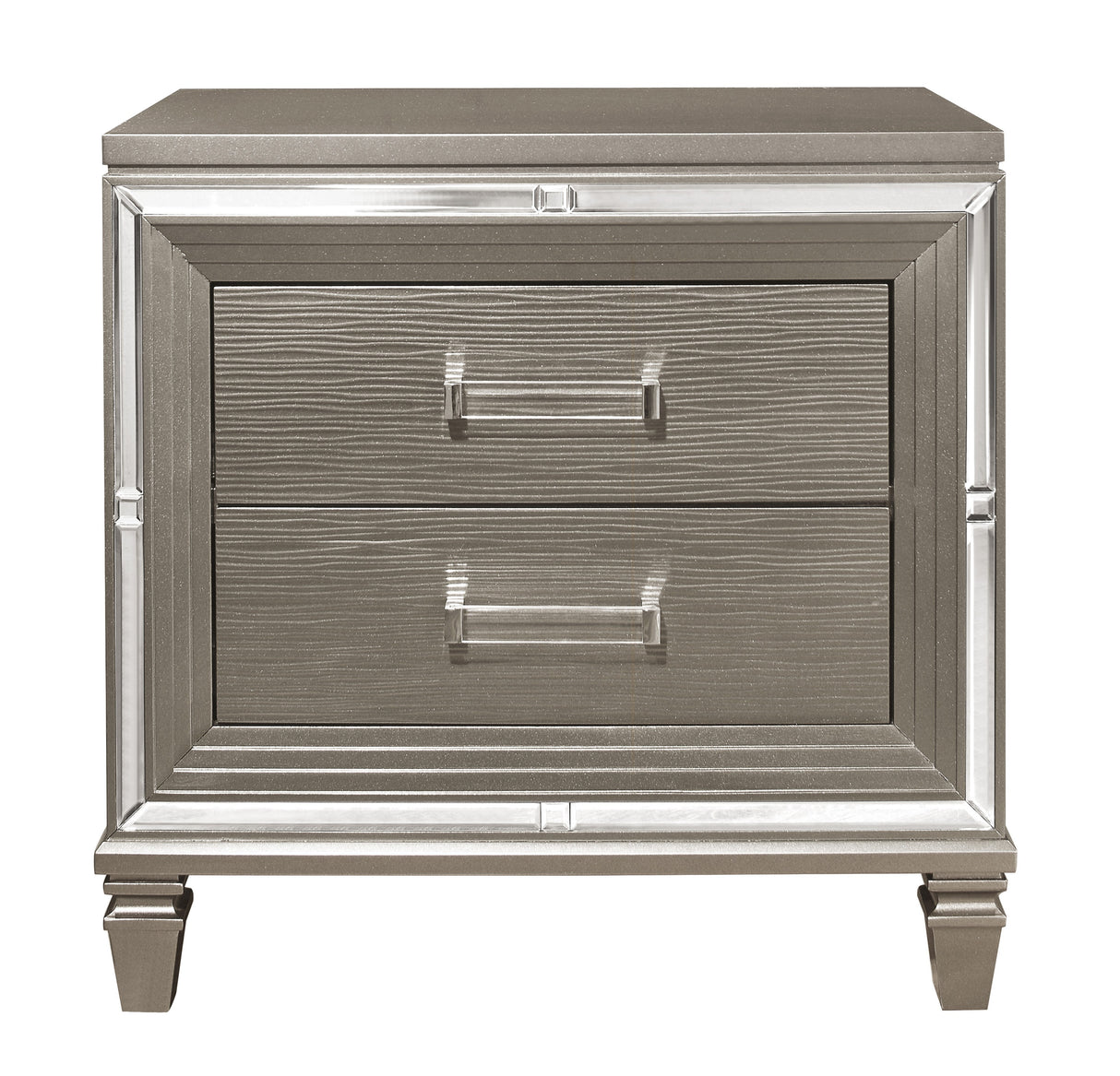 Tamsin Silver/Gray Metallic 5-Piece Bedroom Set (Queen Bed, Nightstand, Dresser, Mirror, Chest) from Homelegance - Luna Furniture