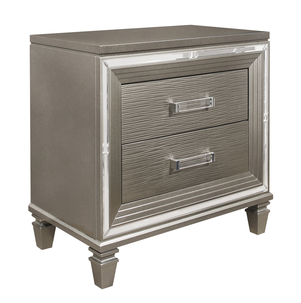 Tamsin Silver/Gray Metallic 5-Piece Bedroom Set (Queen Bed, Nightstand, Dresser, Mirror, Chest) from Homelegance - Luna Furniture