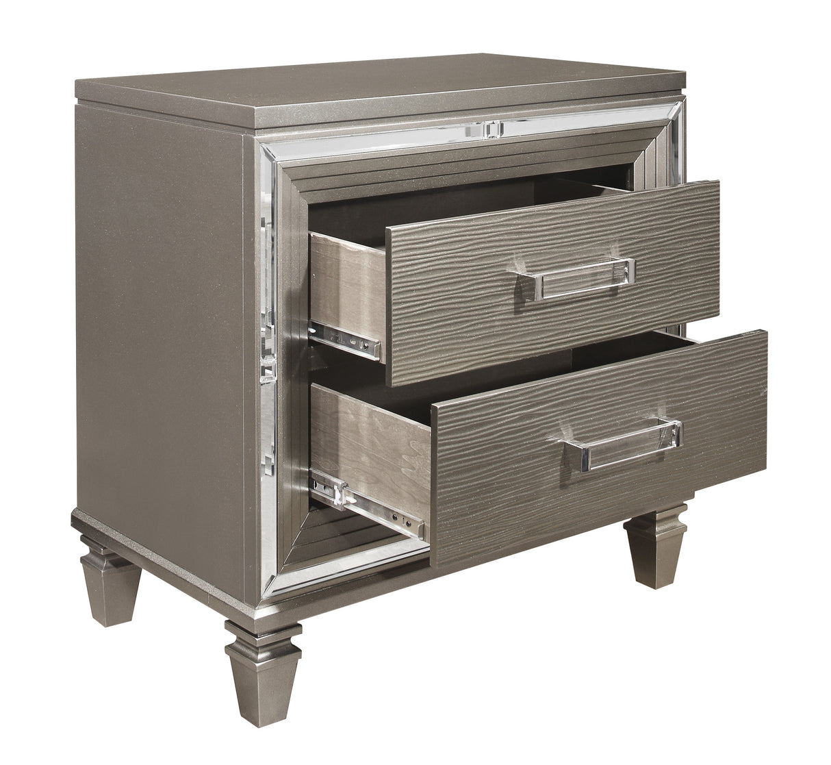 Tamsin Silver/Gray Metallic 5-Piece Bedroom Set (Queen Bed, Nightstand, Dresser, Mirror, Chest) from Homelegance - Luna Furniture