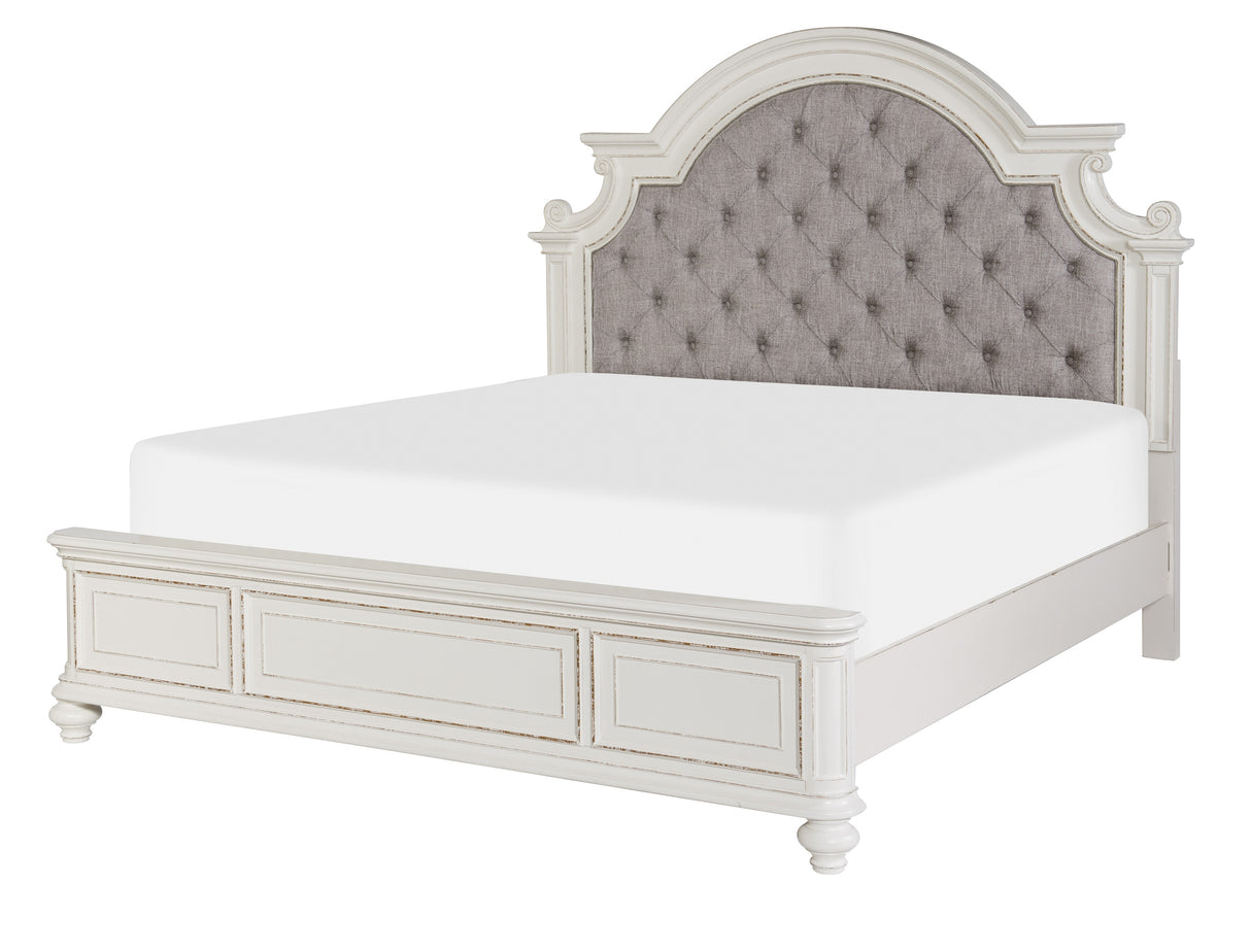 Baylesford Antique White King Upholstered Panel Bed from Homelegance - Luna Furniture
