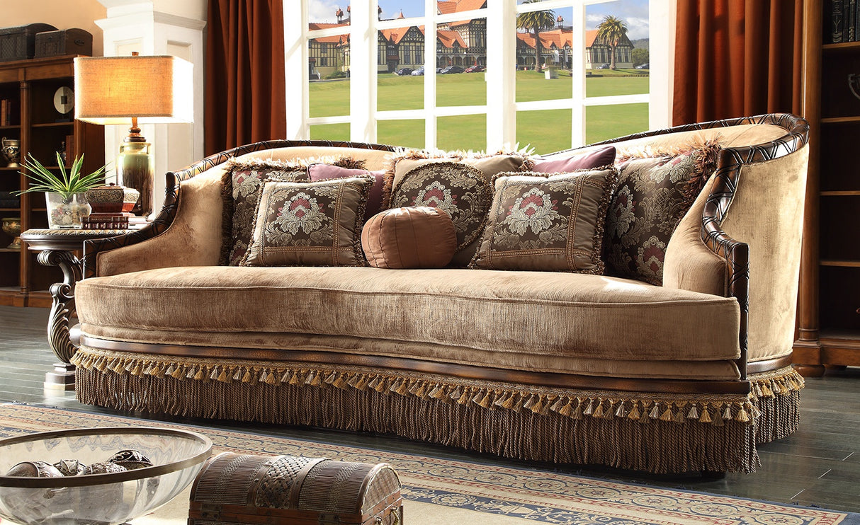 HD-1631 Dark Red Mahogany/Antique Gold Details 3-Piece Living Room Set from Homey Design - Luna Furniture