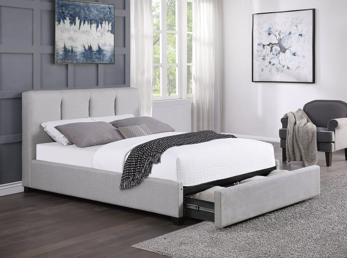 Aitana Gray Queen Platform Bed with Storage Drawer from Homelegance - Luna Furniture