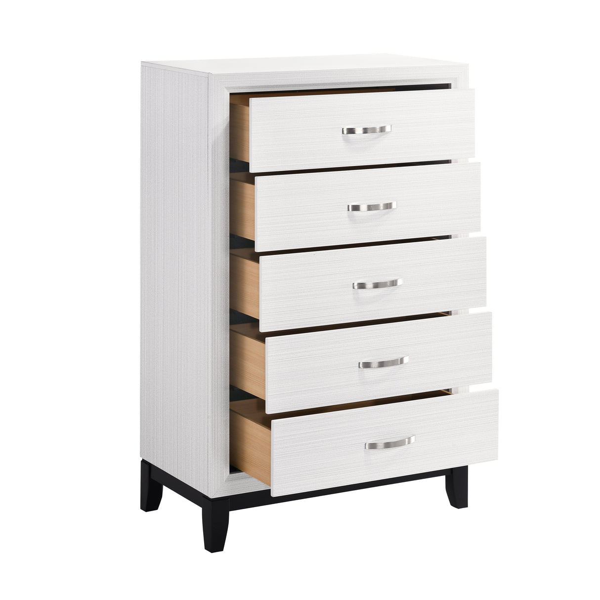 Davi White 5-Piece Bedroom Set (Queen Bed, Nightstand, Dresser, Mirror, Chest) from Homelegance - Luna Furniture