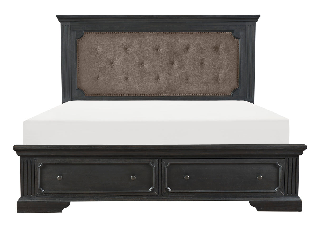 Bolingbrook Wire-Brushed Charcoal 5-Piece Bedroom Set (Queen Bed, Nightstand, Dresser, Mirror, Chest) from Homelegance - Luna Furniture