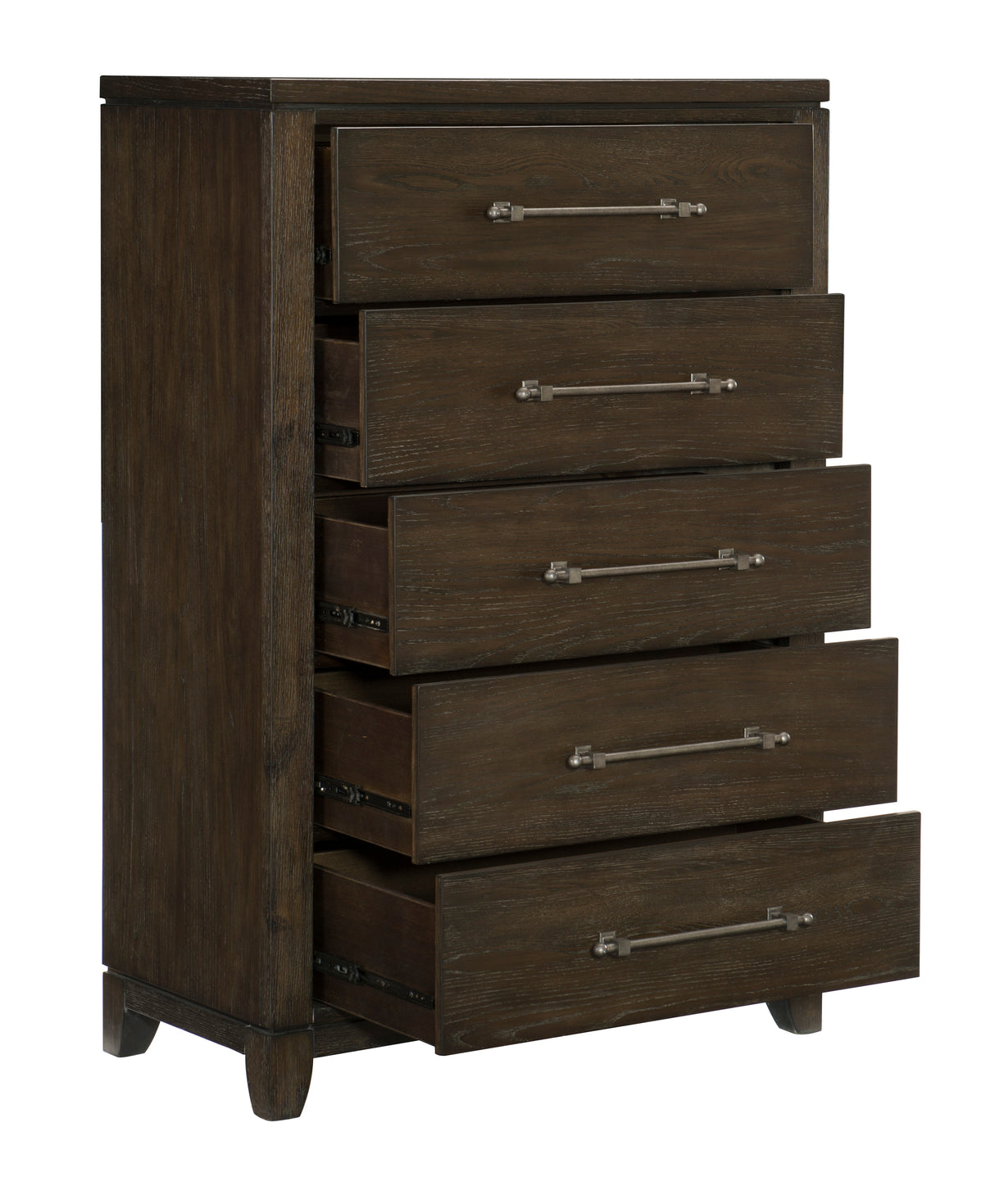 Griggs Dark Brown 5-Piece Bedroom Set (Queen Bed, Nightstand, Dresser, Mirror, Chest) from Homelegance - Luna Furniture