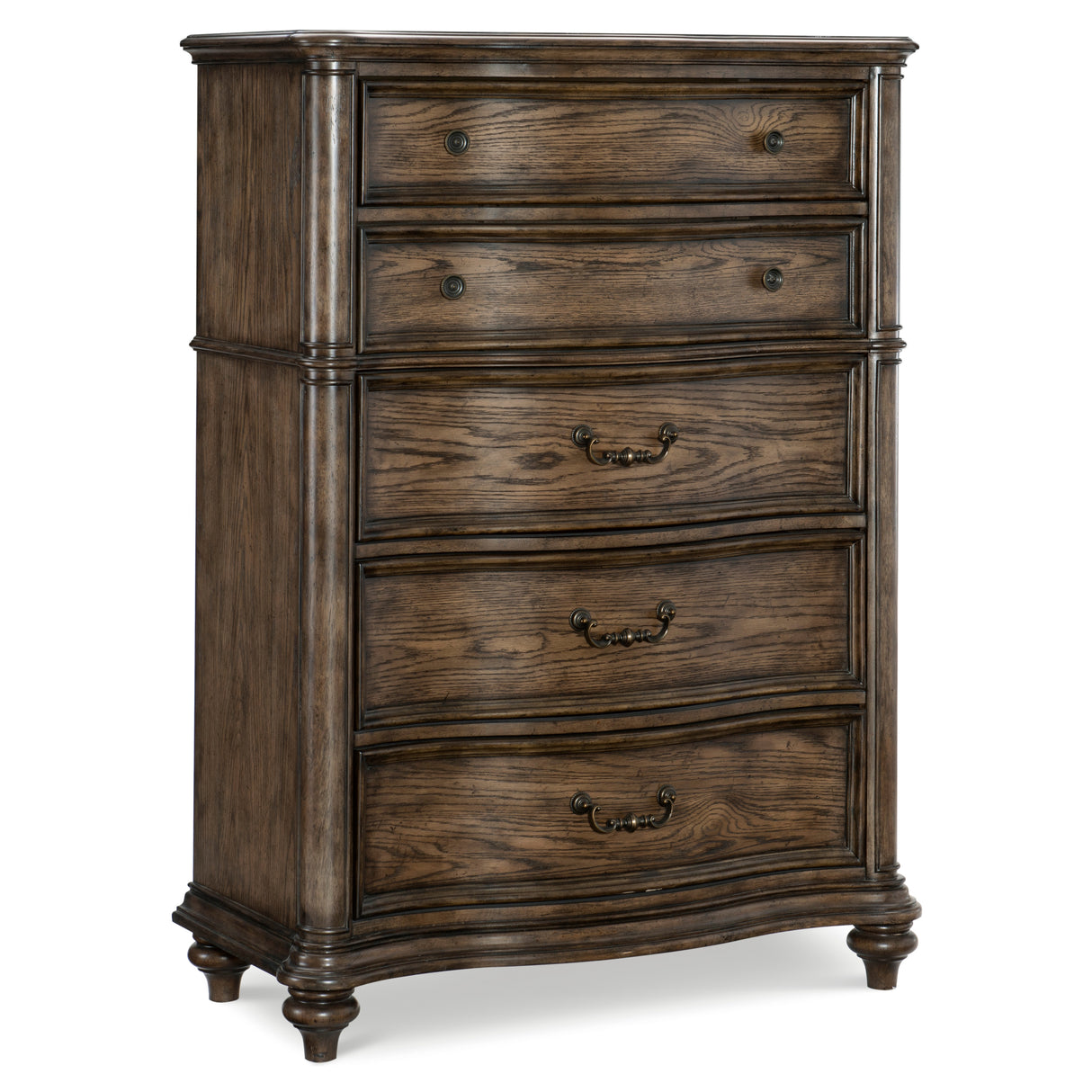 Heath Court Brown Oak 5-Piece Bedroom Set (Queen Bed, Nightstand, Dresser, Mirror, Chest) from Homelegance - Luna Furniture
