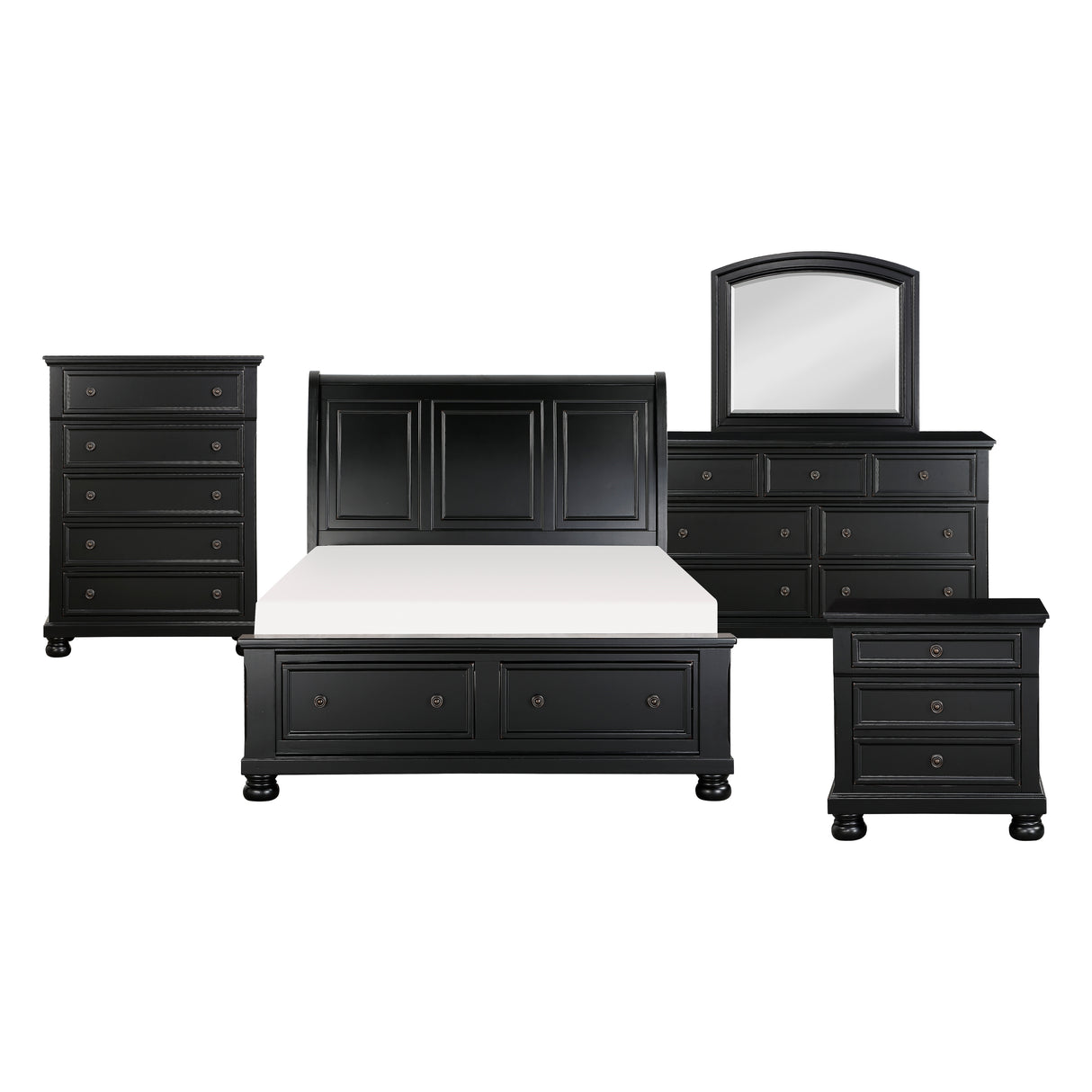 1714BK-1*9 5-Piece Bedroom Set (Queen Bed, Nightstand, Dresser, Mirror, Chest) from Homelegance - Luna Furniture