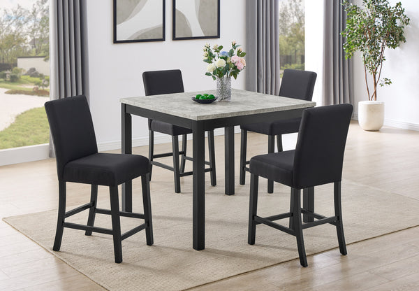Lennon Black/Concrete 5-Piece Counter Height Set