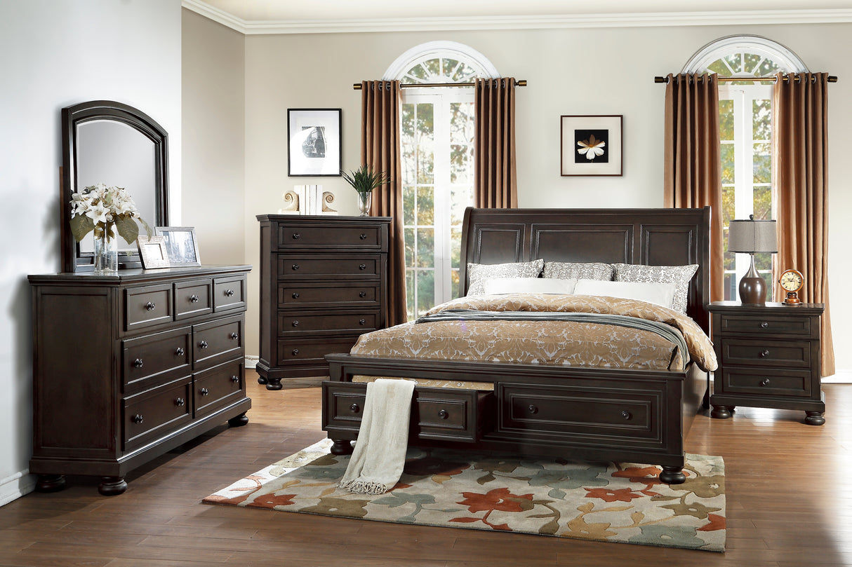 Begonia Grayish Brown Queen Platform Bed with Footboard Storage from Homelegance - Luna Furniture