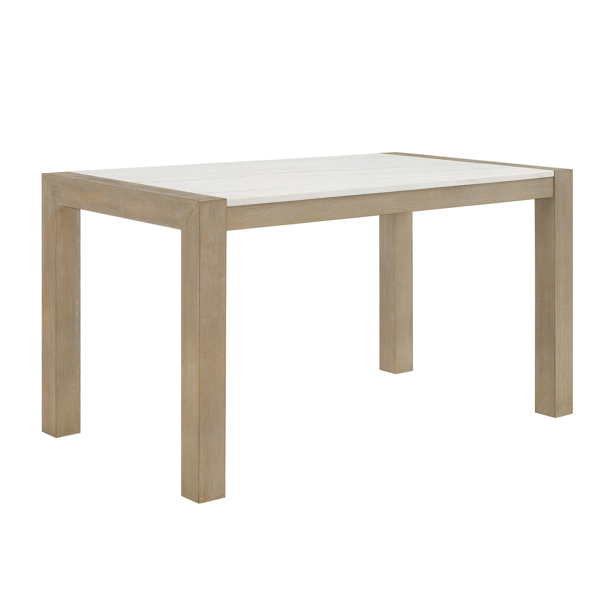 Hazel Weathered Oak Genuine Marble Top Counter Height Table