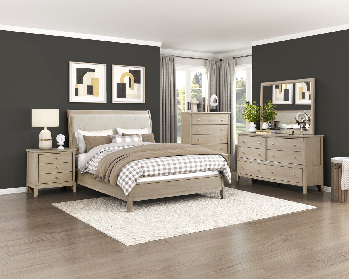 Chesky Warm Espresso 5-Piece Bedroom Set (Queen Bed, Nightstand, Dresser, Mirror, Chest) from Homelegance - Luna Furniture