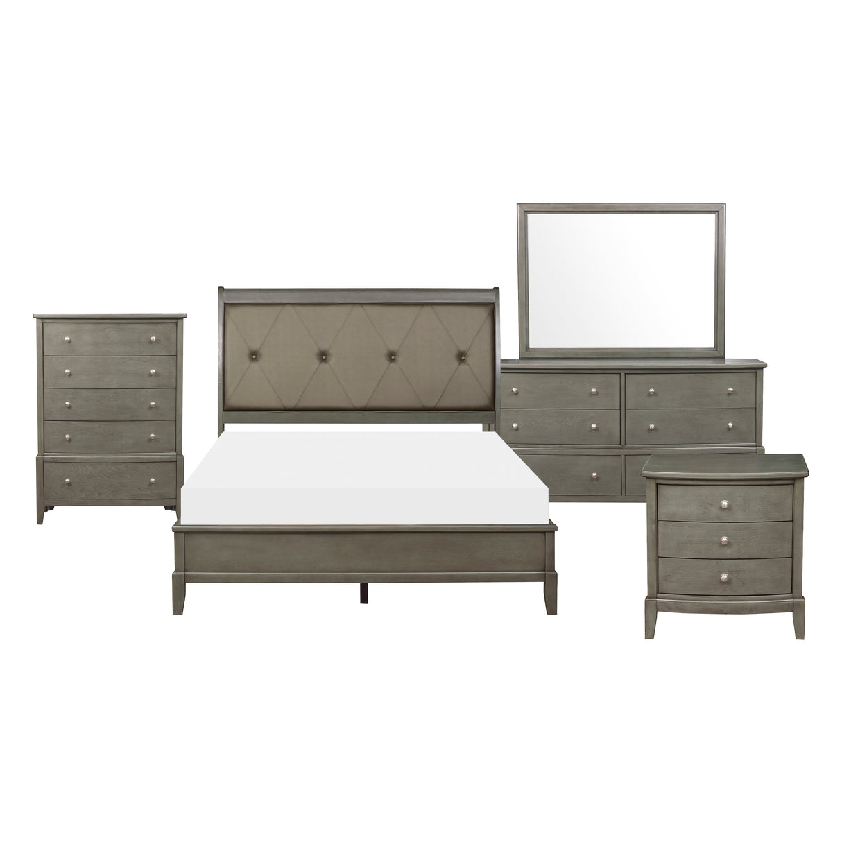 Cotterill Gray 5-Piece Bedroom Set (Queen Bed, Nightstand, Dresser, Mirror, Chest) from Homelegance - Luna Furniture