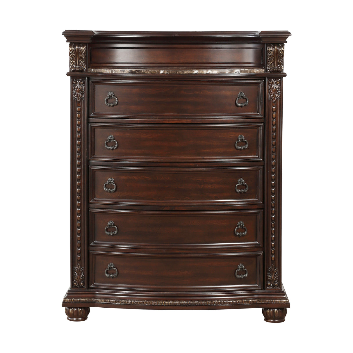 Cavalier Dark Cherry 5-Piece Bedroom Set (Queen Bed, Nightstand, Dresser, Mirror, Chest) from Homelegance - Luna Furniture