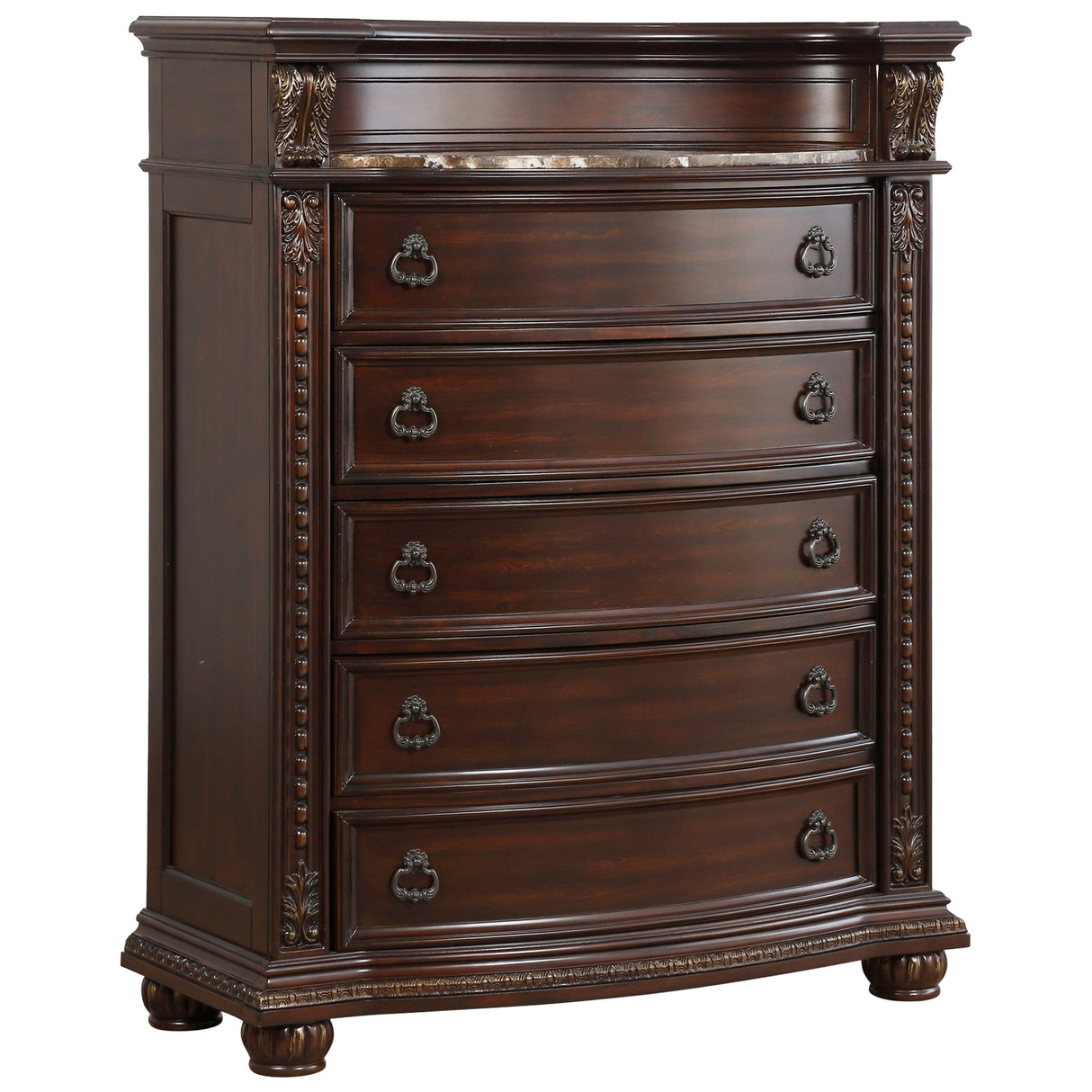 Cavalier Dark Cherry 5-Piece Bedroom Set (Queen Bed, Nightstand, Dresser, Mirror, Chest) from Homelegance - Luna Furniture