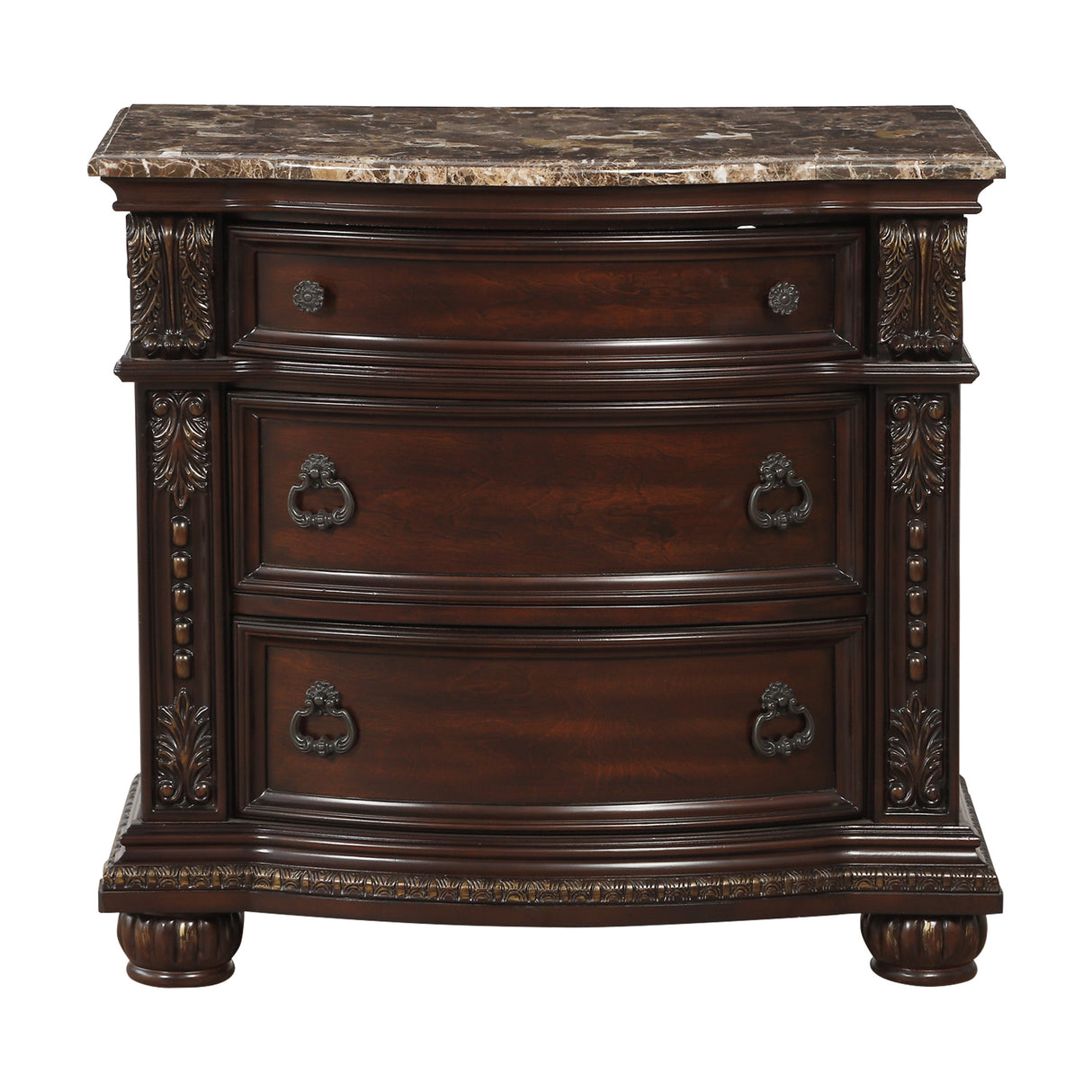 Cavalier Dark Cherry 5-Piece Bedroom Set (Queen Bed, Nightstand, Dresser, Mirror, Chest) from Homelegance - Luna Furniture
