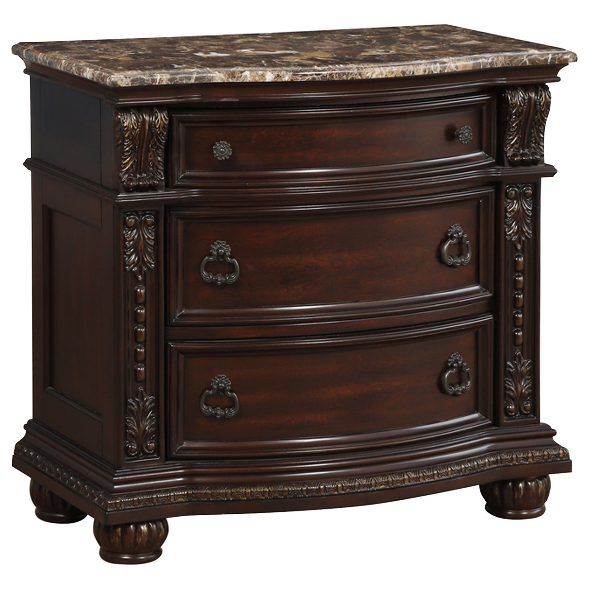 Cavalier Dark Cherry 5-Piece Bedroom Set (Queen Bed, Nightstand, Dresser, Mirror, Chest) from Homelegance - Luna Furniture
