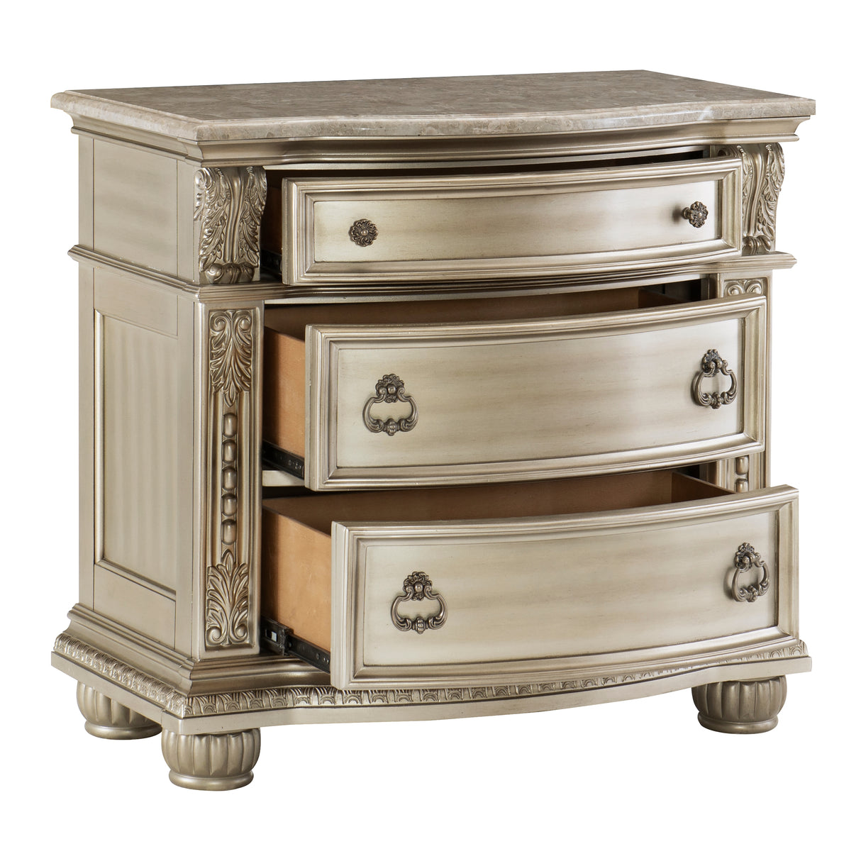 Cavalier Silver 5-Piece Bedroom Set (Queen Bed, Nightstand, Dresser, Mirror, Chest) from Homelegance - Luna Furniture