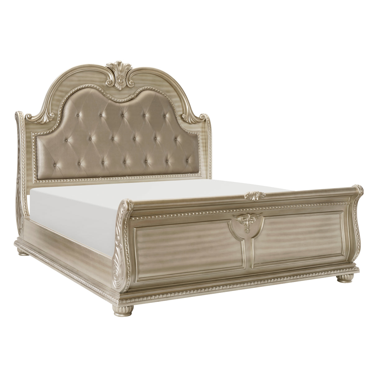 Cavalier Silver 5-Piece Bedroom Set (Queen Bed, Nightstand, Dresser, Mirror, Chest) from Homelegance - Luna Furniture