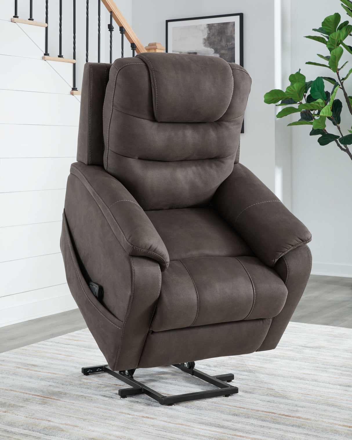 Snowfield Gunmetal Power Lift Recliner from Ashley Furniture - Luna Furniture