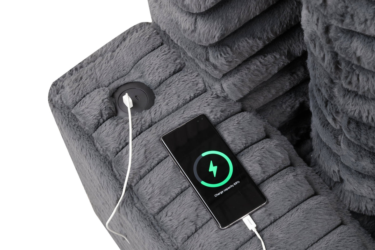 Puflo Charcoal Oversized Chaise from Happy Homes - Luna Furniture