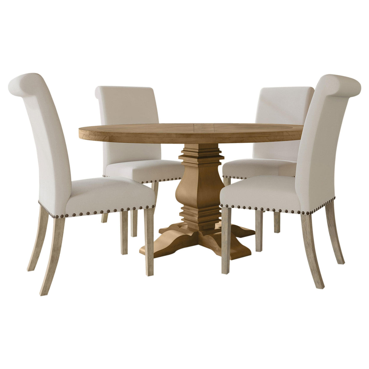 Florence Rustic Smoke and Beige 5-Piece Round Dining Set from Coaster - Luna Furniture