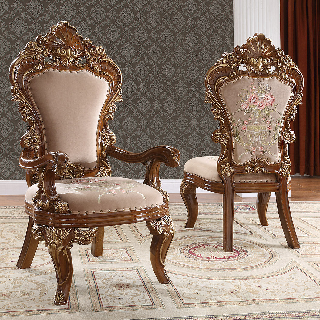 HD-1803 Burl/Metallic Antique Gold Arm Chair from Homey Design - Luna Furniture