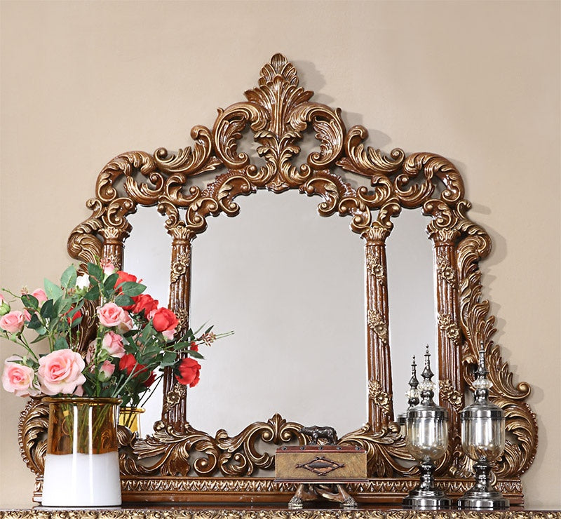 HD-1803 Burl/Metallic Antique Gold 5-Piece Bedroom Set (Special Order) from Homey Design - Luna Furniture