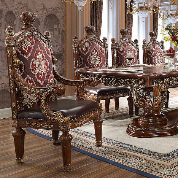 HD-1804 Burl/Metallic Antique Gold Arm Chair