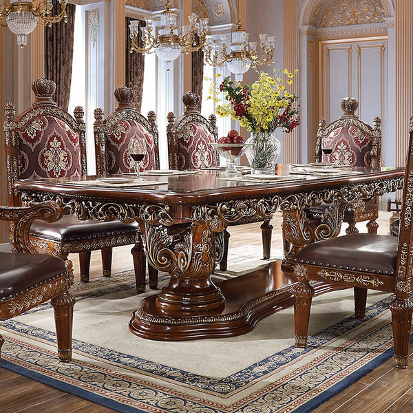 HD-1804 Burl/Metallic Antique Gold Rectangle Table
