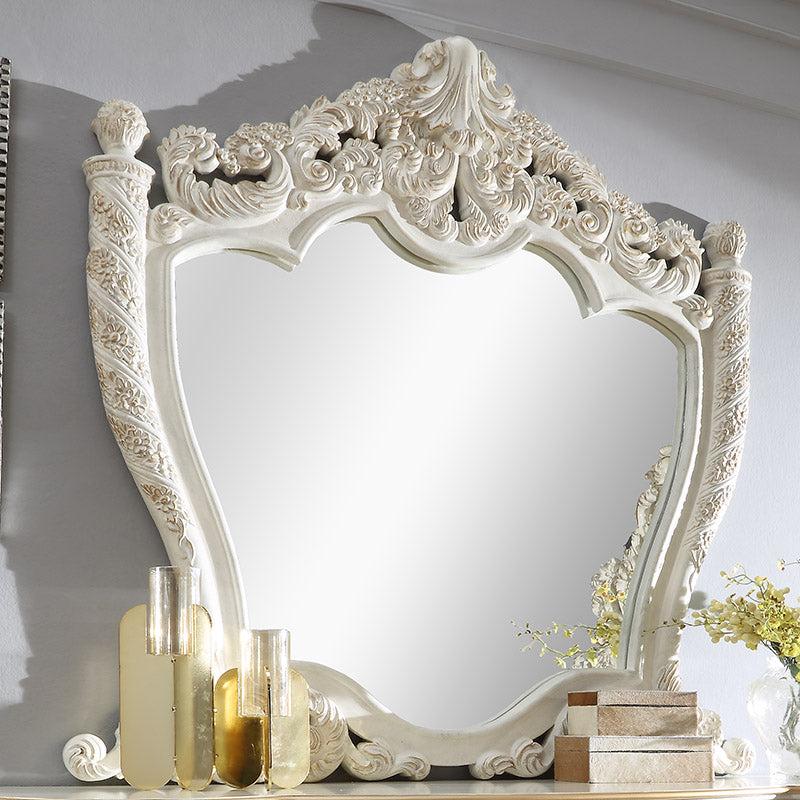 HD-1806 Antique White/Gold Brush Highlights 5-Piece Bedroom Set from Homey Design - Luna Furniture