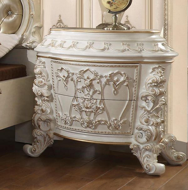HD-1806 Antique White/Gold Brush Highlights Nightstand