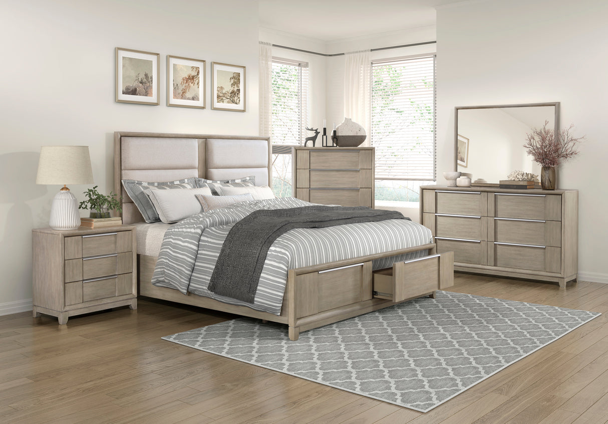 McKewen Light Gray California King Platform Bed with Footboard Storage from Homelegance - Luna Furniture