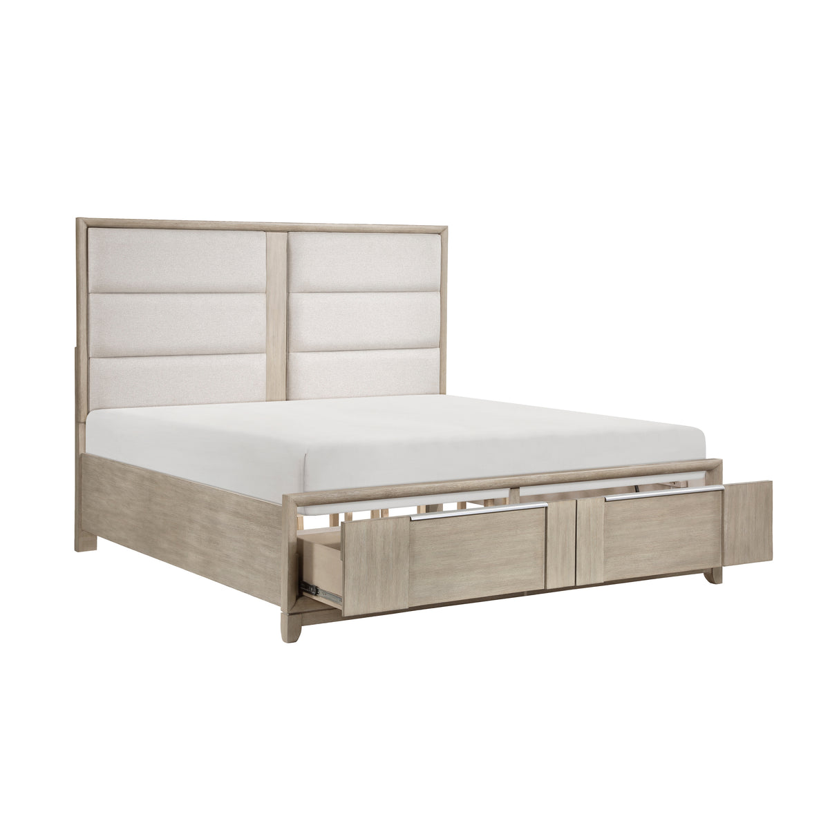 McKewen Light Gray Queen Platform Bed with Footboard Storage from Homelegance - Luna Furniture