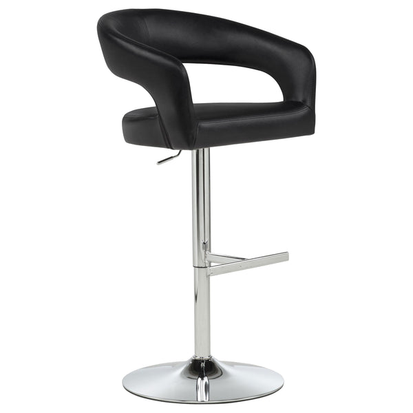 Travia Black Leatherette Upholstered Adjustable Bar Stool