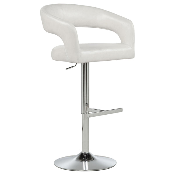 Travia Ivory Leatherette Upholstered Adjustable Bar Stool