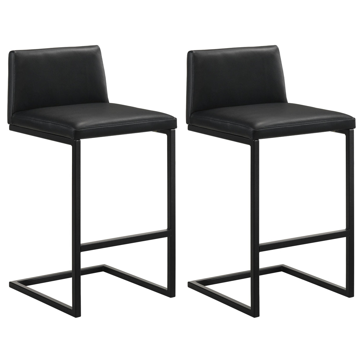 Vardon Black Genuine Leather Bar Stool, Set of 2 from Coaster - Luna Furniture