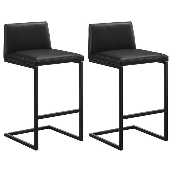 Vardon Black Genuine Leather Bar Stool, Set of 2