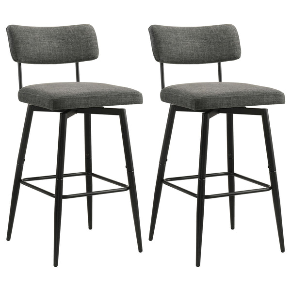 Levine Gray Fabric Upholstered Swivel Bar Chair, Set of 2
