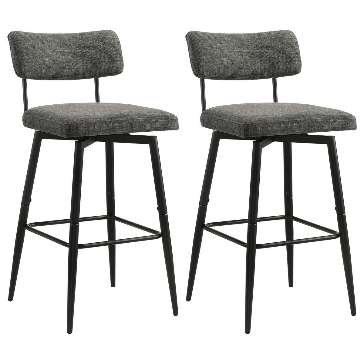 Levine Gray Fabric Upholstered Swivel Bar Chair, Set of 2 from Coaster - Luna Furniture
