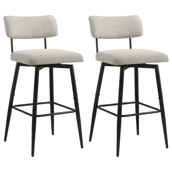Levine Cream Fabric Upholstered Swivel Bar Chair, Set of 2