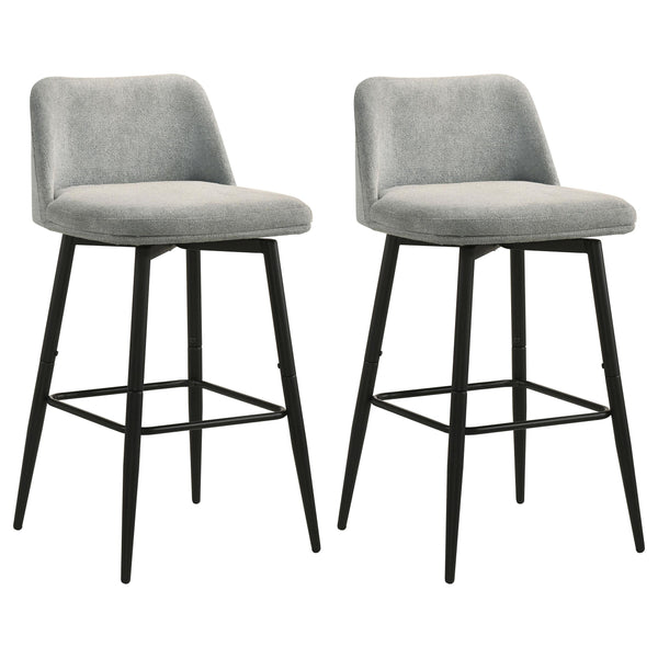 Mellor Grey Fabric Upholstered Swivel Bar Chair, Set of 2