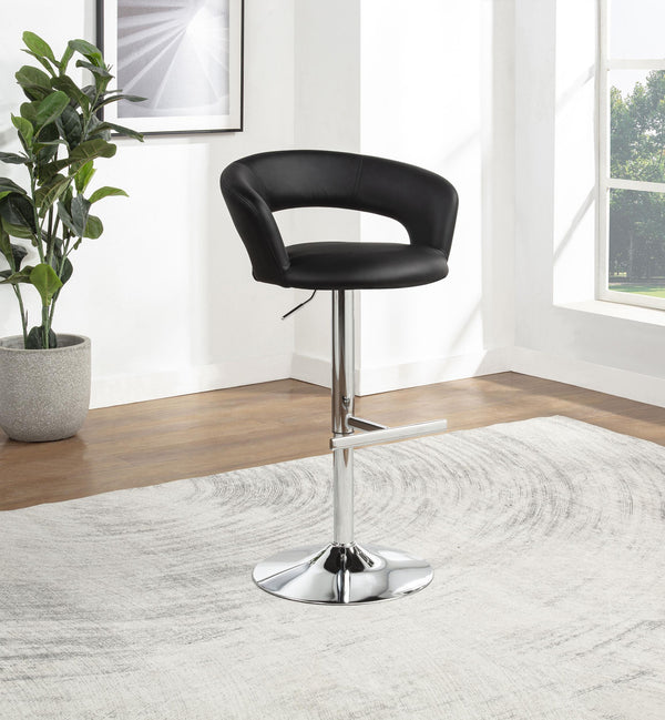 Travia Black/Chrome Adjustable Leatherette Swivel Bar Stool