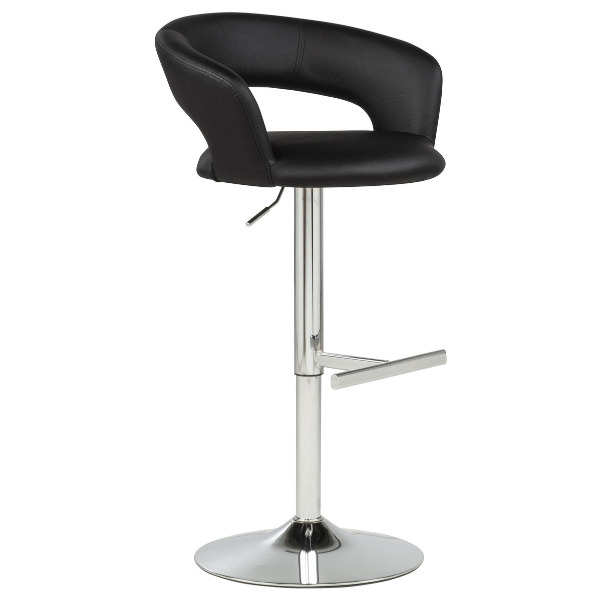 Travia Black/Chrome Adjustable Leatherette Swivel Bar Stool from Coaster - Luna Furniture