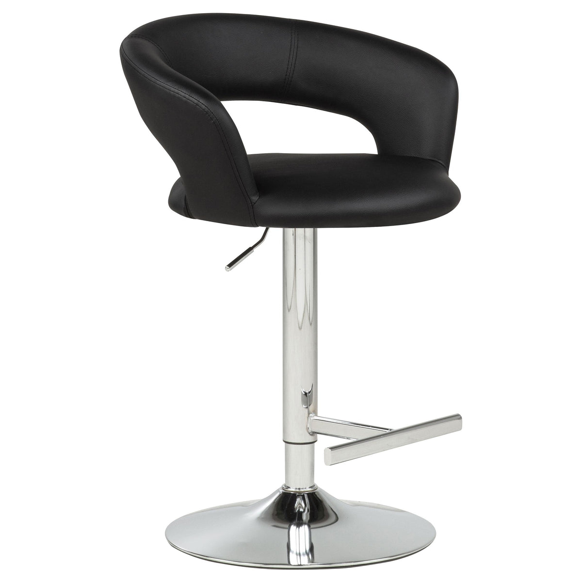 Travia Black/Chrome Adjustable Leatherette Swivel Bar Stool from Coaster - Luna Furniture