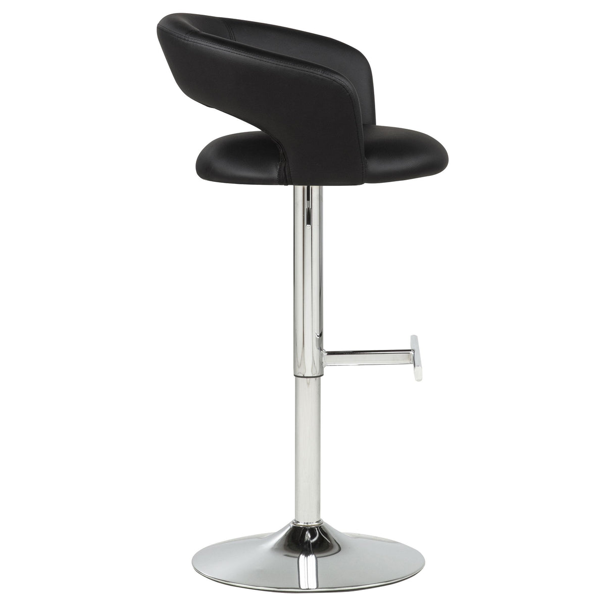 Travia Black/Chrome Adjustable Leatherette Swivel Bar Stool from Coaster - Luna Furniture
