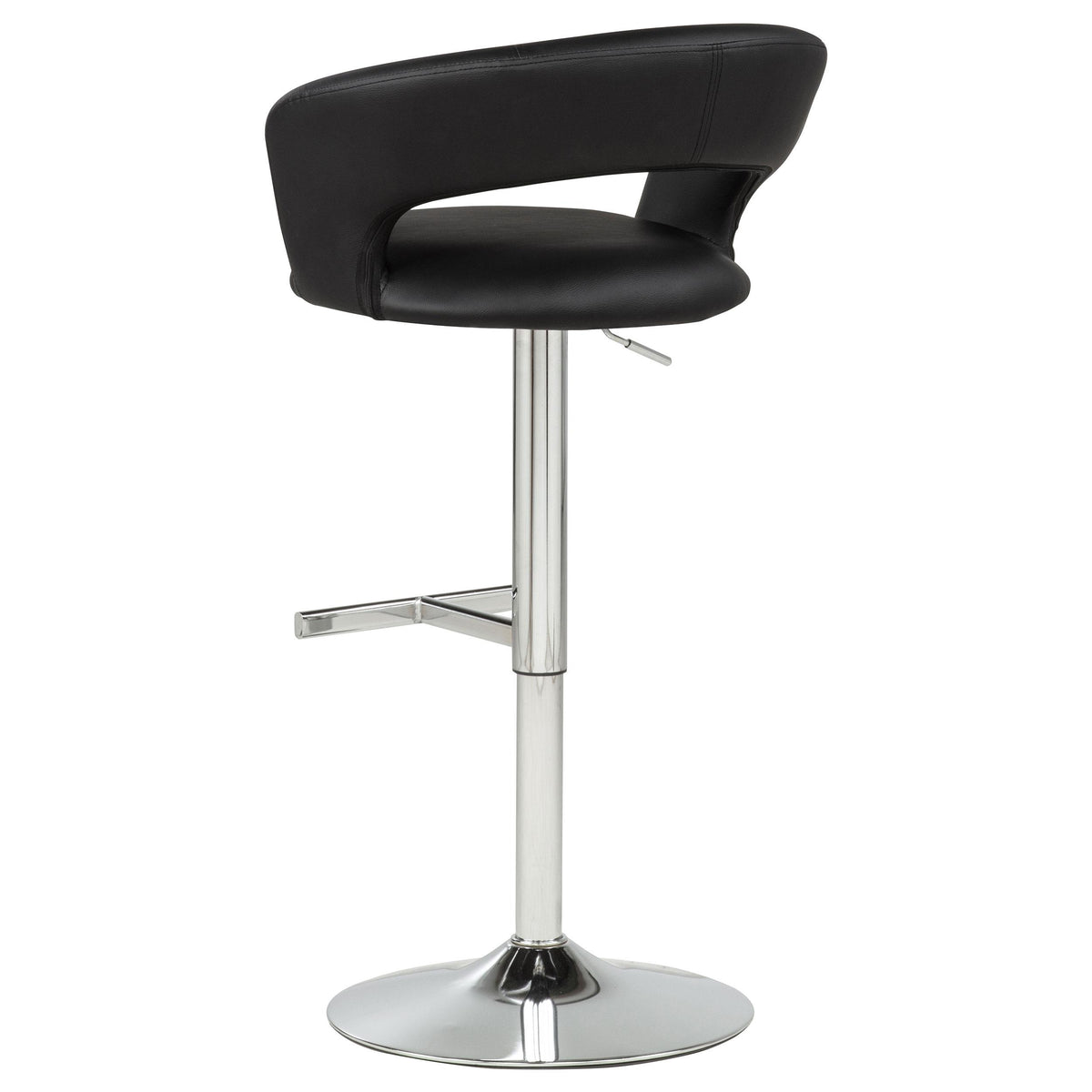 Travia Black/Chrome Adjustable Leatherette Swivel Bar Stool from Coaster - Luna Furniture