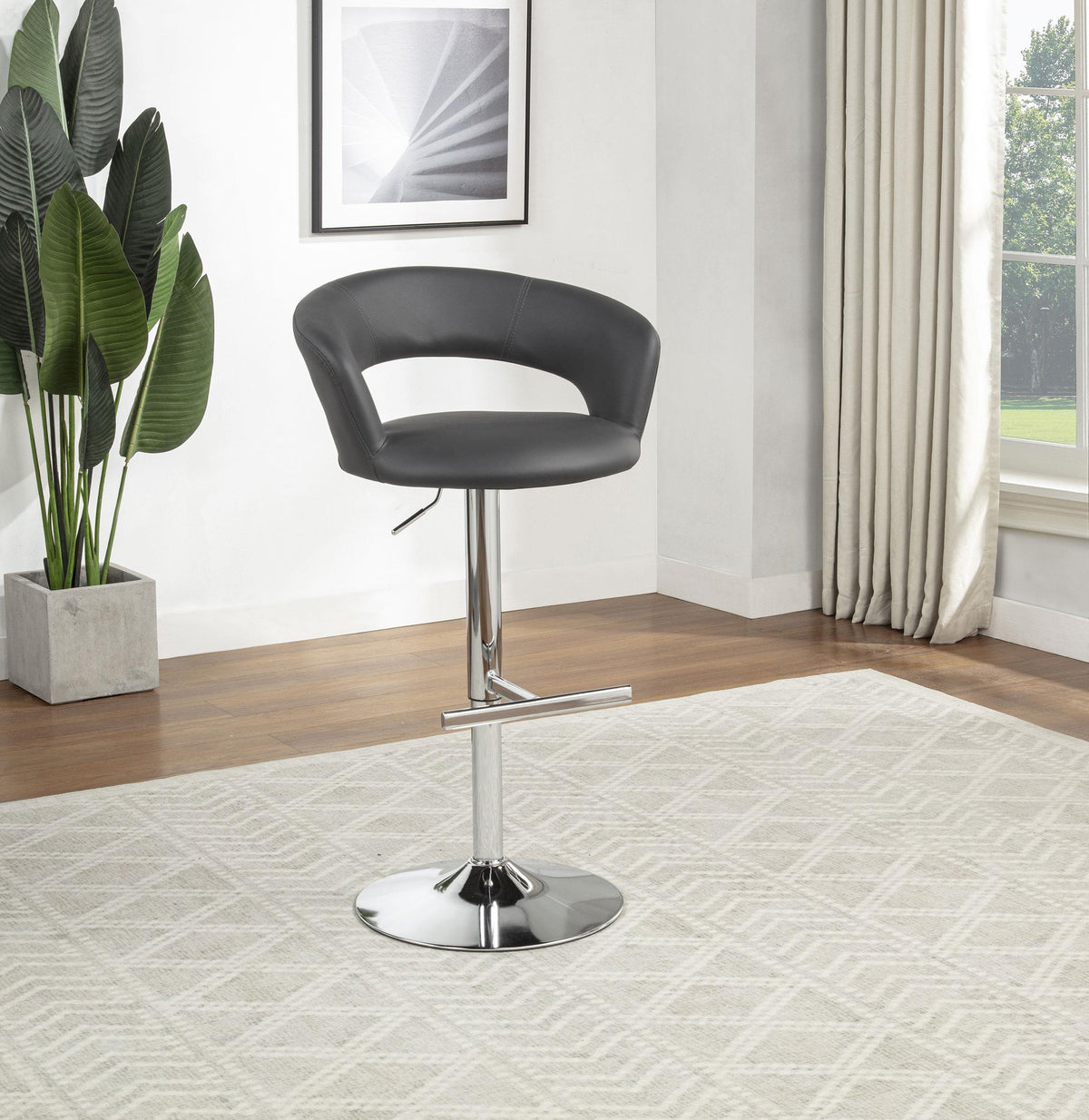Travia Gray/Chrome Adjustable Leatherette Swivel Bar Stool from Coaster - Luna Furniture