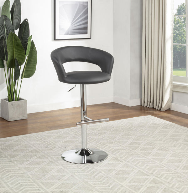 Travia Gray/Chrome Adjustable Leatherette Swivel Bar Stool