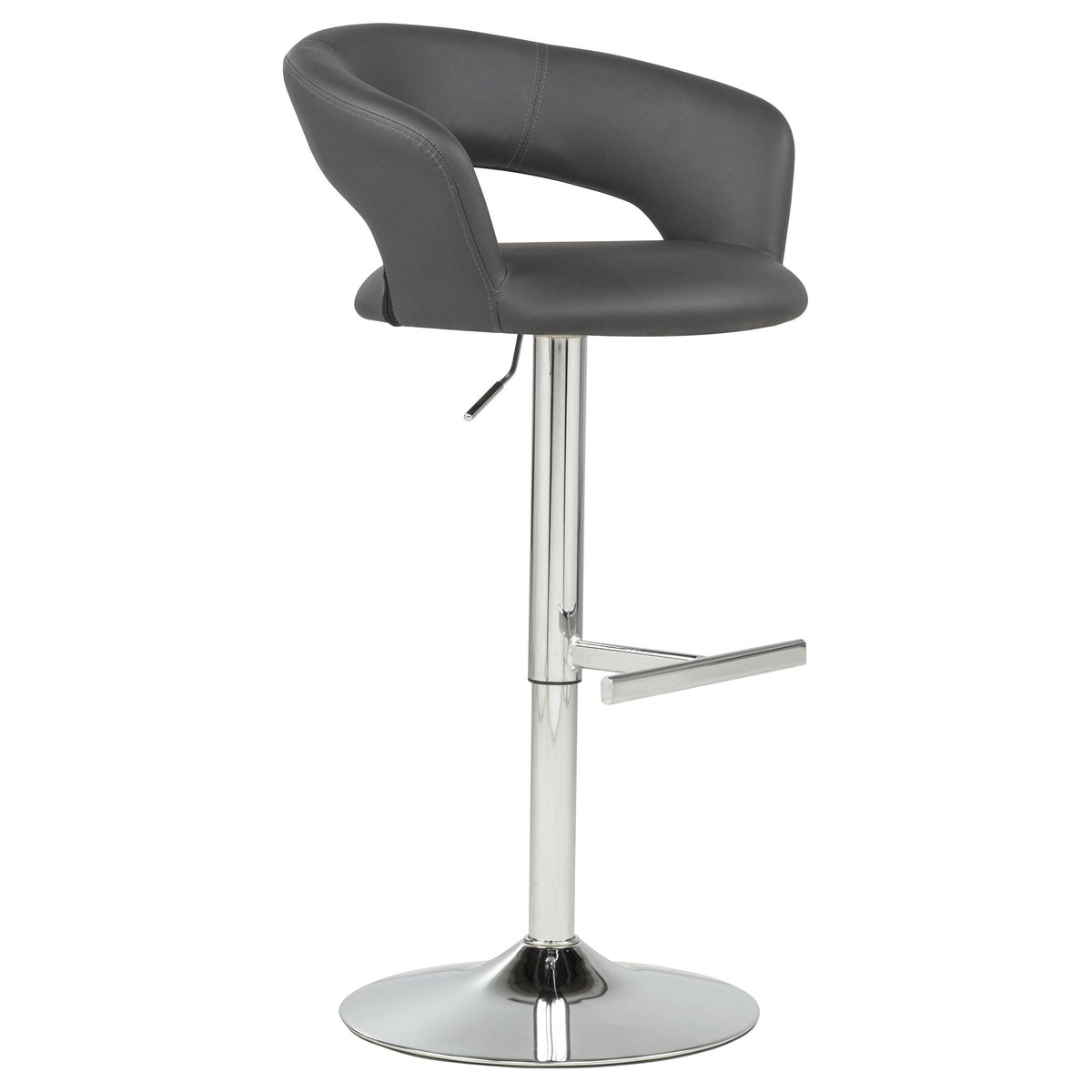 Travia Gray/Chrome Adjustable Leatherette Swivel Bar Stool from Coaster - Luna Furniture